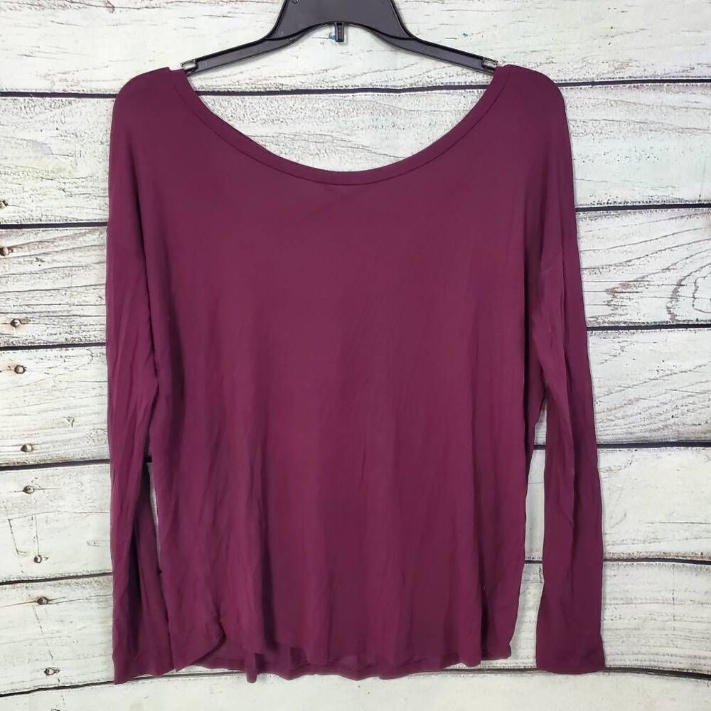 PINK Victoria's Secret Medium Burgundy LS Slouch Back Shirt